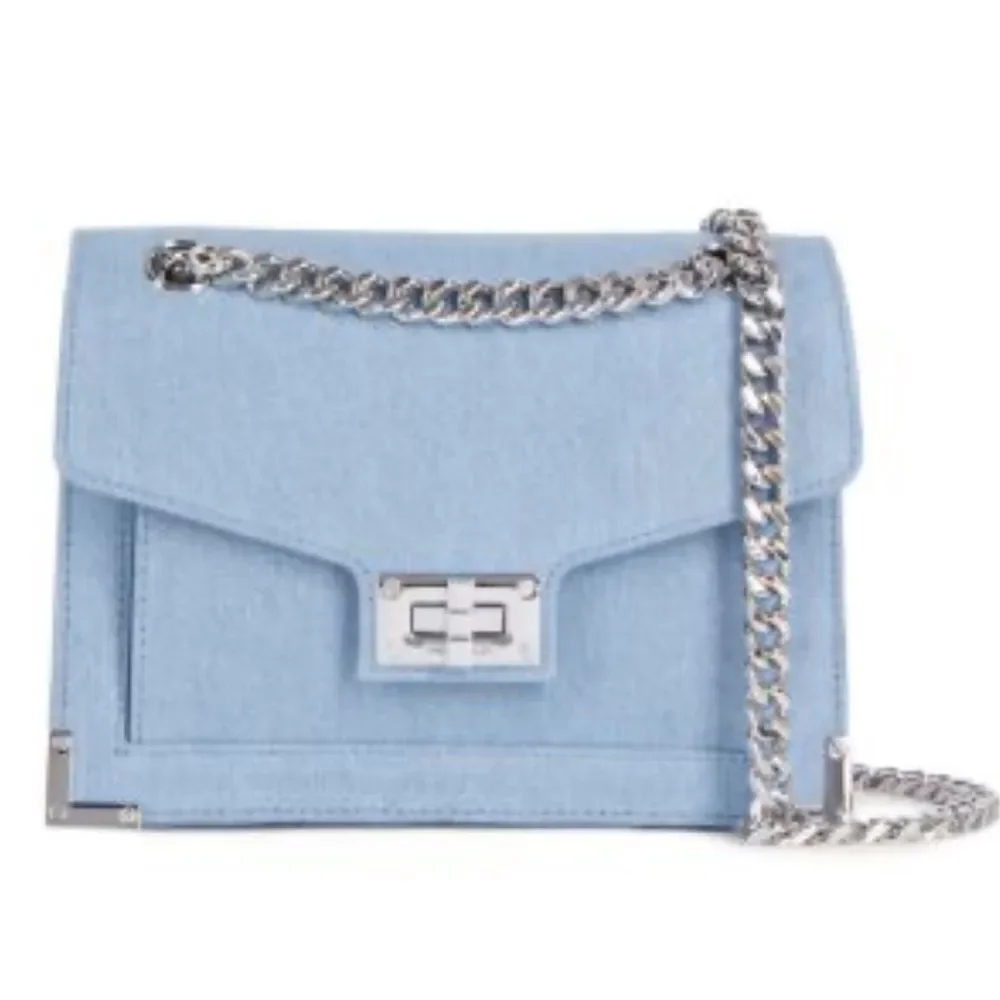 The Kooples Emily blue denim chain bagl NWT
